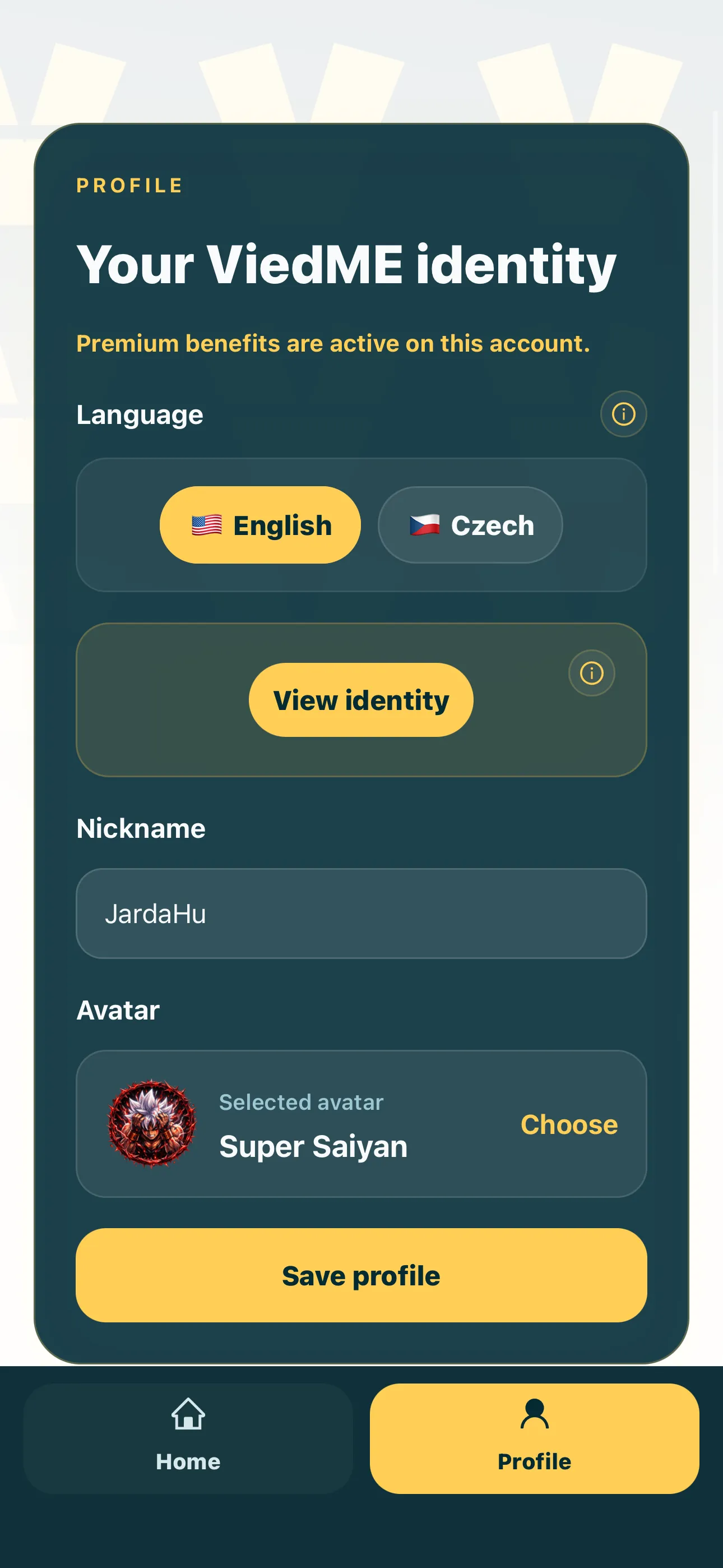 Profile identity